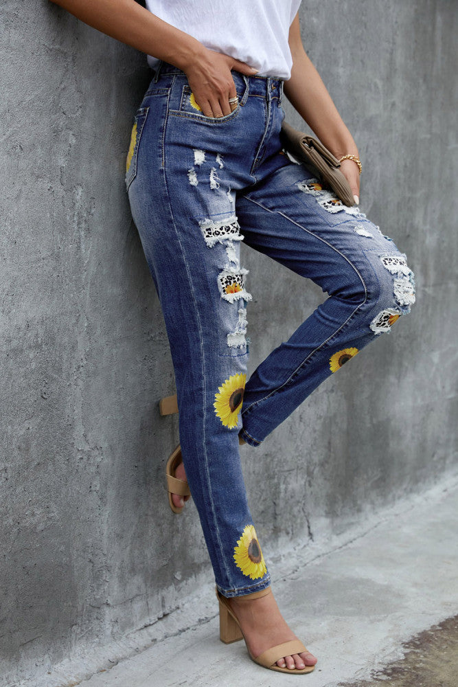Sunflower patched jeans