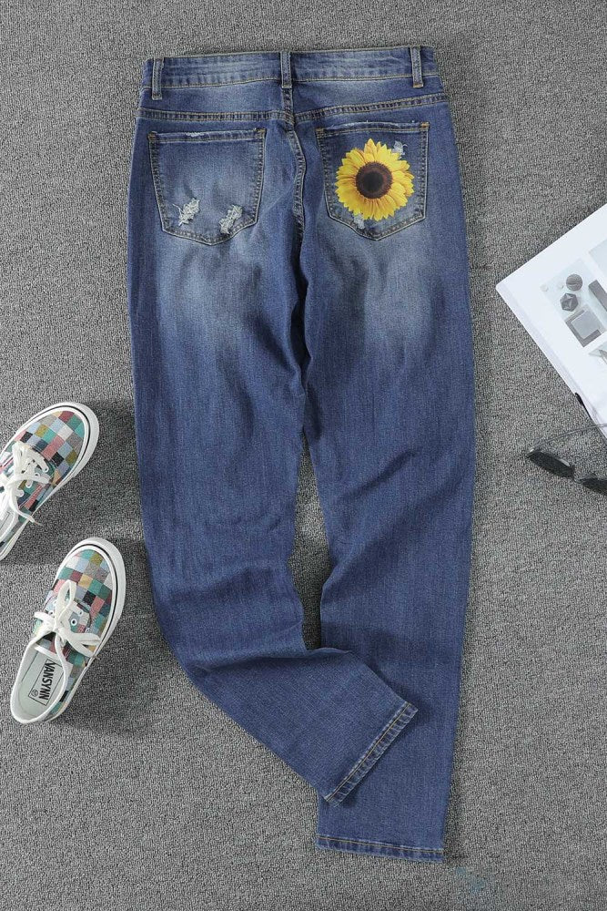 Sunflower patched jeans