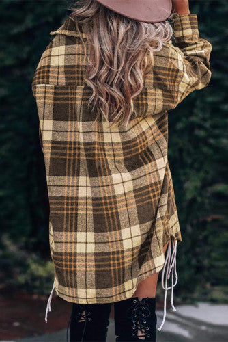 Flannel shirt jacket with pockets