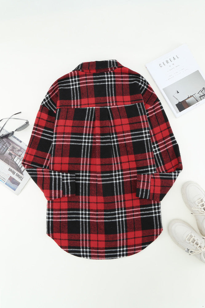 Flannel shirt jacket with pockets