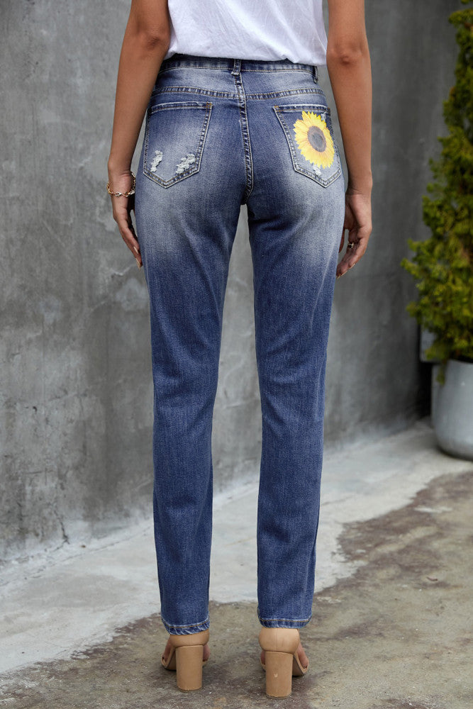 Sunflower patched jeans