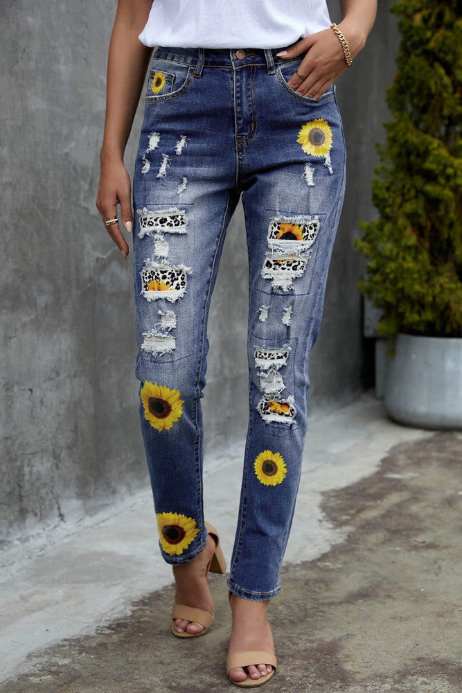 Sunflower patched jeans
